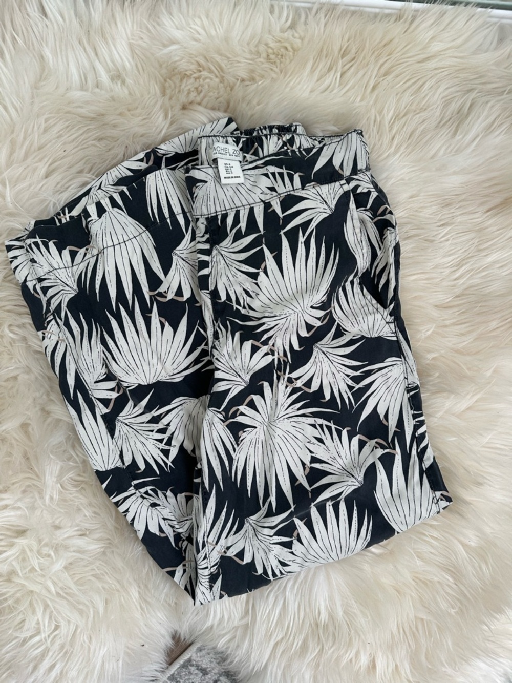 Rachel Zoe Black and White Tropical Print Pants